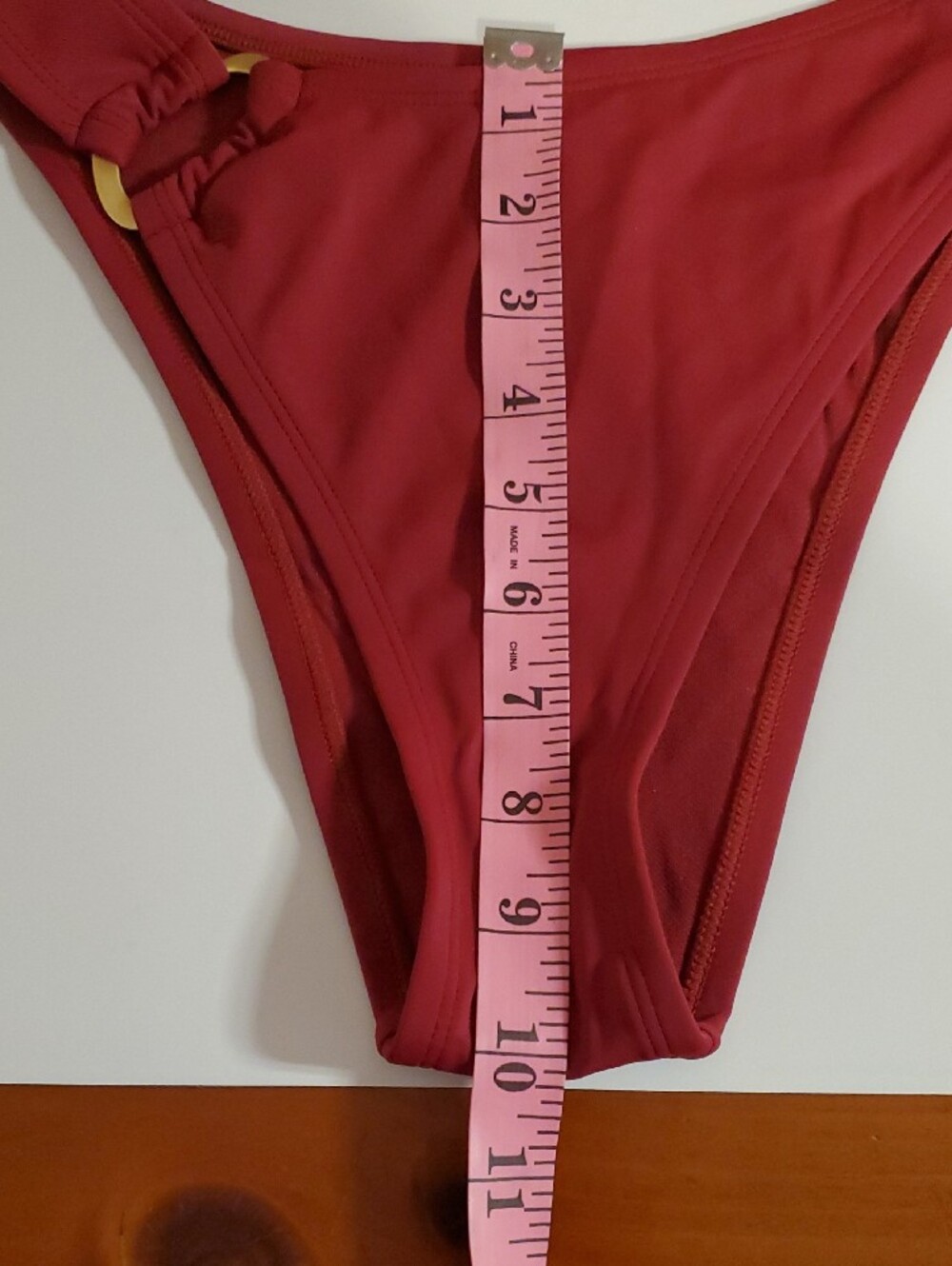 sofia by sofia vergara Burgundy High-Leg Bikini Bottom with Gold Ring wine red - Picture 4 of 6